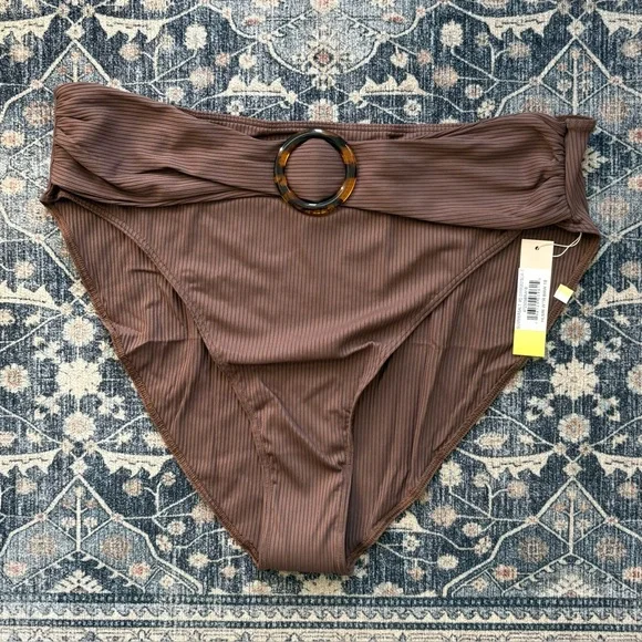 Summersalt Brown Ribbed Bikini Bottom - NEW Size 18 - Picture 1 of 5